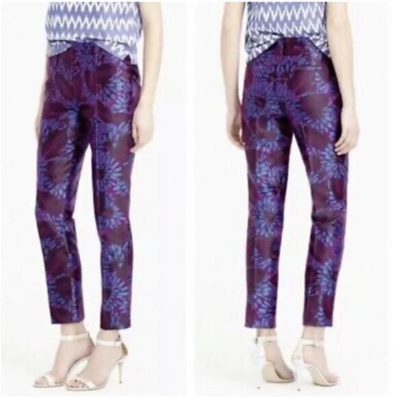 J. Crew Pants - J. Crew Garden Ankle Crop Pants Midnight Floral Jacquard Size 6